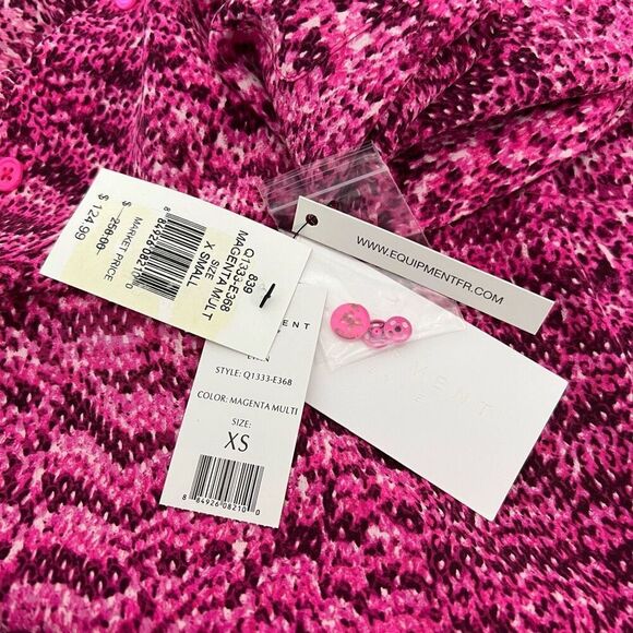 Equipment New w Tags ! Silk Magenta Snakeskin Buttoned Tunic Blouse XSmall - Picture 5 of 12